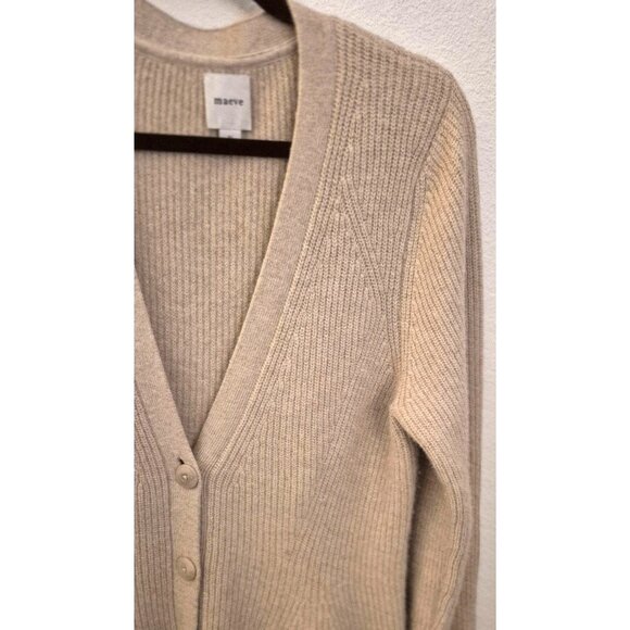 Maeve Creamy Tan Wool Blend Long Sleeve Hourglass Button Front Cardigan XL GUC - Picture 4 of 10
